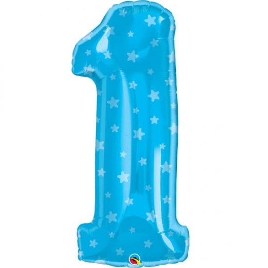 Qualatex Number 1 Blue Stars Supershape Balloons - Click Image to Close