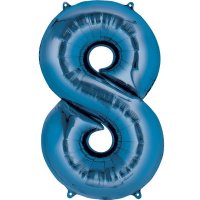 16" Blue Number 8 Air Fill Balloons