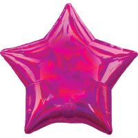 19" Magenta Iridescent Star Foil Balloons