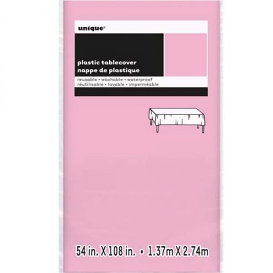 Pale Pink Rectangle Plastic Tablecover - Click Image to Close