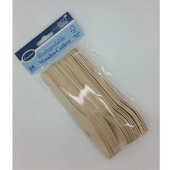 Biodegradable Wooden Cutlery Set 24pk - Click Image to Close
