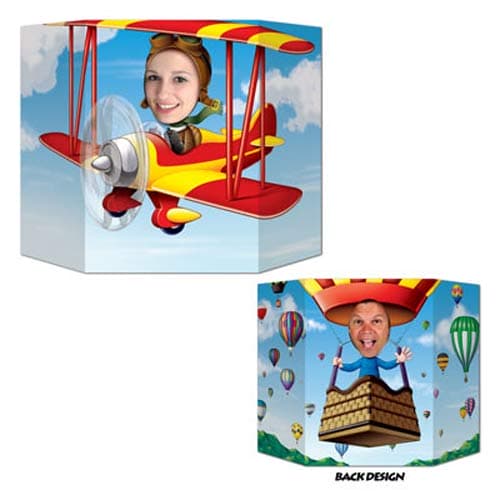 Double Sided Biplane/Hot Air Balloon Photo Prop - Click Image to Close