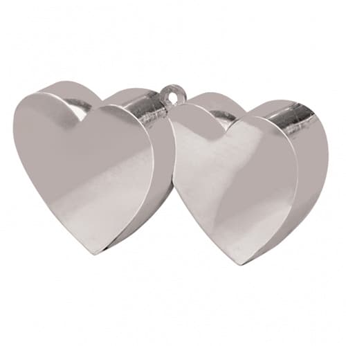 Silver Double Heart Balloon Weight 6oz - Click Image to Close