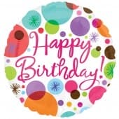 18" Happy Birthday Polka Dots Foil Balloons - Click Image to Close
