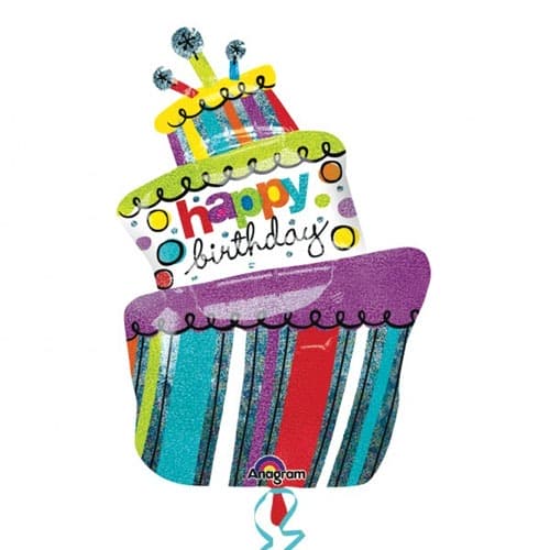 Funky Birthday Cake Supershape Balloons - Click Image to Close