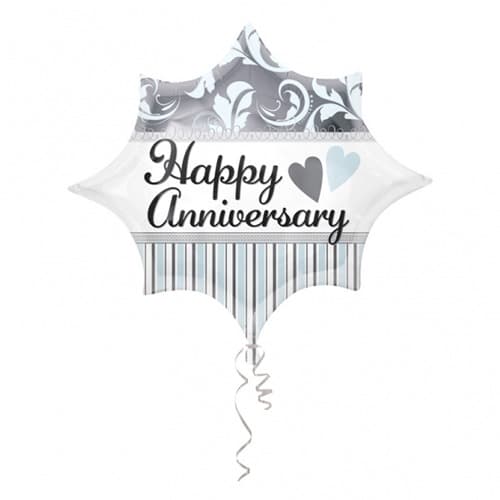 18" Elegant Happy Anniversary Foil Balloons - Click Image to Close