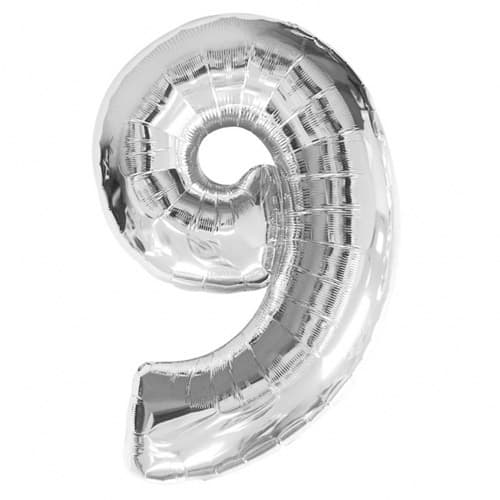 Anagram Number 9 Silver Supershape Balloons - Click Image to Close