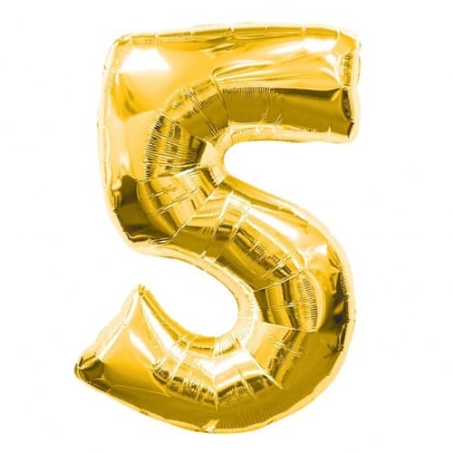 Anagram Number 5 Gold Supershape Balloons - Click Image to Close