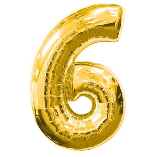 Anagram Number 6 Gold Supershape Balloons - Click Image to Close