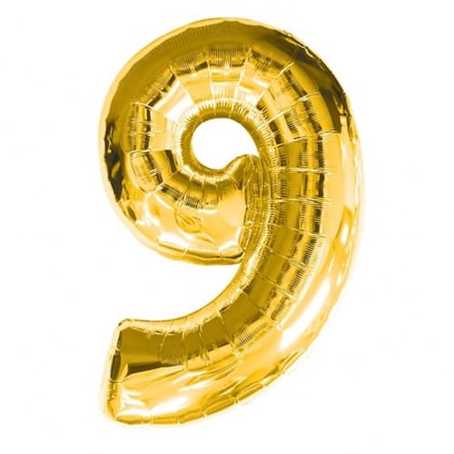 Anagram Number 9 Gold Supershape Balloons - Click Image to Close