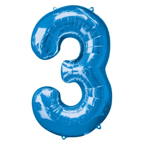 Anagram Number 3 Blue Supershape Balloons - Click Image to Close