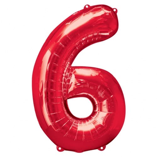 Anagram Number 6 Red Supershape Balloons - Click Image to Close