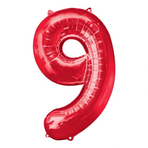 Anagram Number 9 Red Supershape Balloons - Click Image to Close
