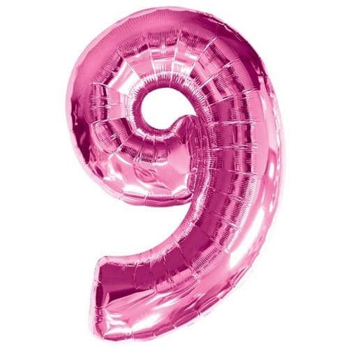 Anagram Number 9 Pink Supershape Balloons - Click Image to Close