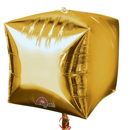 Gold Colour Cubez Foil Balloon 3pk - Click Image to Close