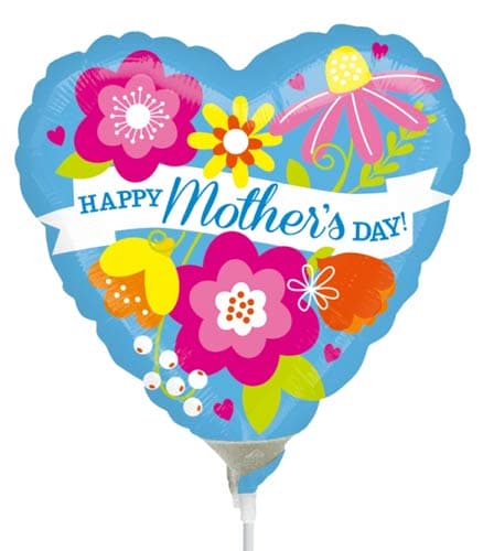 9" Happy Mothers Day Blue Air Fill Balloons - Click Image to Close