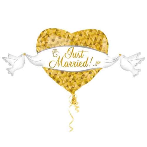 Just Married Hearts And Doves Supershape Balloons - Click Image to Close