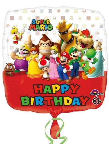 18" Super Mario Bros Happy Birthday Foil Balloons - Click Image to Close