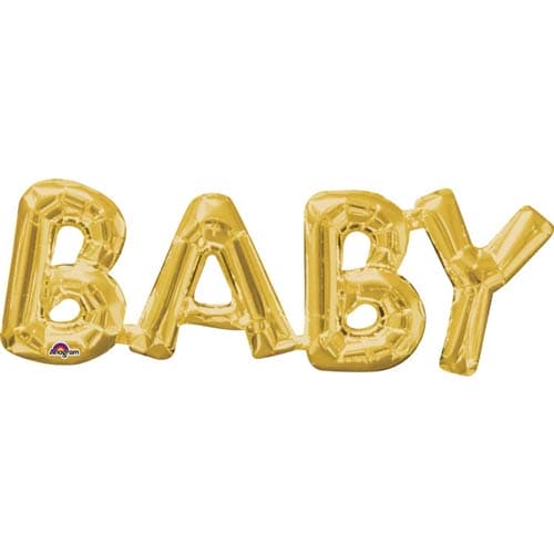 26" Baby Gold Air Filled Balloons Kit - Click Image to Close