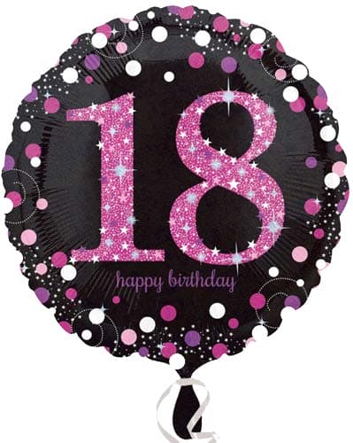 18" Black And Pink 18th Birthday Foil Balloons - Click Image to Close