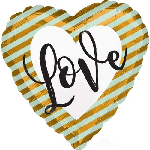 18" Wedding Love Stripes Foil Balloons - Click Image to Close