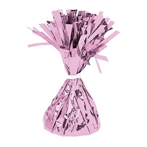 Pink Fringed Foil Balloon Weights 6oz - Click Image to Close
