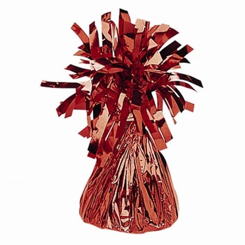 Red Fringed Foil Balloon Weights 6oz - Click Image to Close