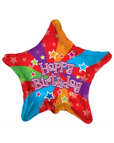 18" Happy Birthday Star Colours Foil Balloons - Click Image to Close