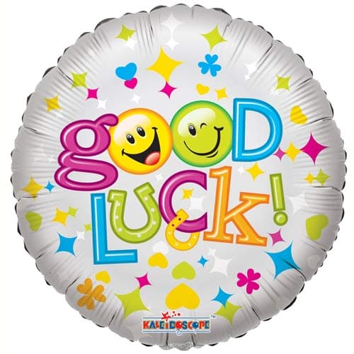 18" Good Luck Smiles Foil Balloons - Click Image to Close