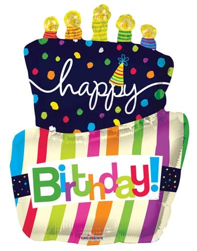Happy Birthday Funky Cake Shape Balloons - Click Image to Close