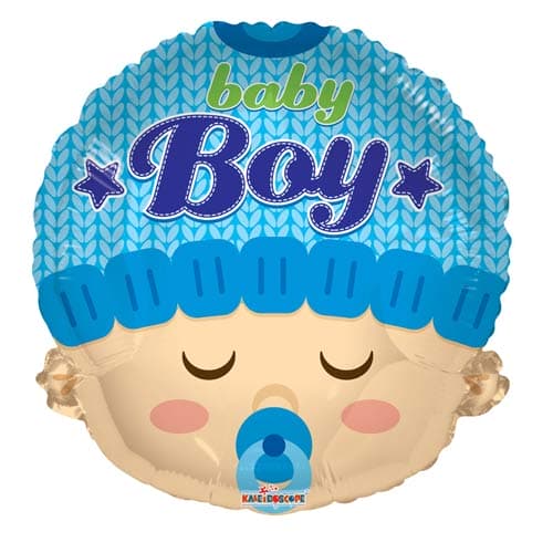 18" Baby Boy Head Shape Foil Balloons - Click Image to Close