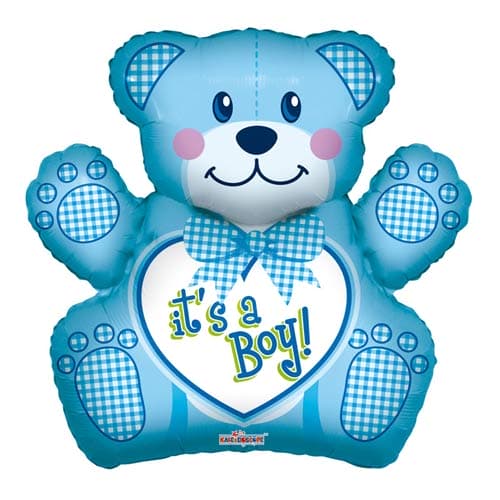 Baby Boy Bear Supershape Foil Balloons - Click Image to Close