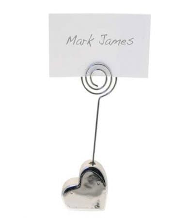 Silver Heart Place Card Holder - Click Image to Close