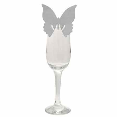 Silver Butterfly Place Cards x10 - Click Image to Close