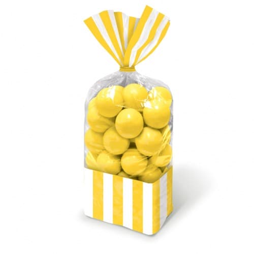 Sun Yellow Striped Party Bags x10 - Click Image to Close