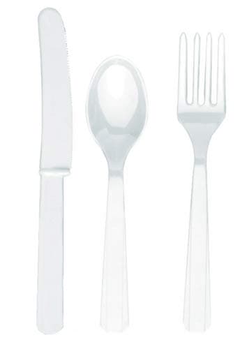 Frosty White Assorted Cutlery x24 - Click Image to Close