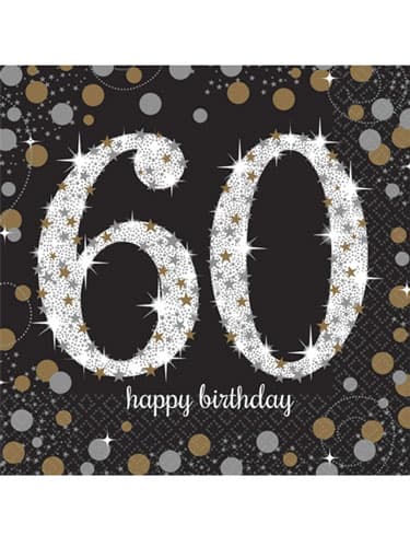 60th Birthday Gold Celebration Napkins 16pk - Click Image to Close