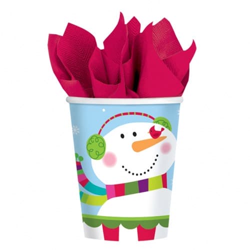 Joyful Snowman Paper Cups x8 - Click Image to Close