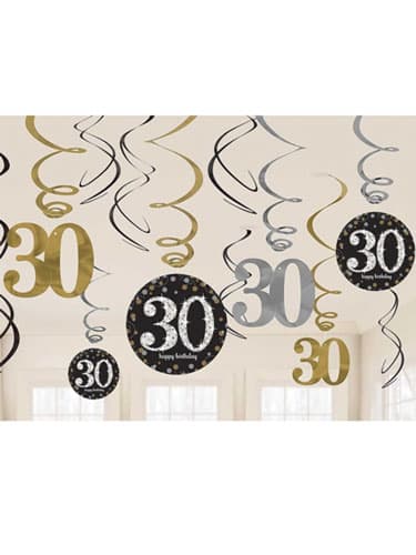 30th Gold Celebration Swirl Decoration - Click Image to Close