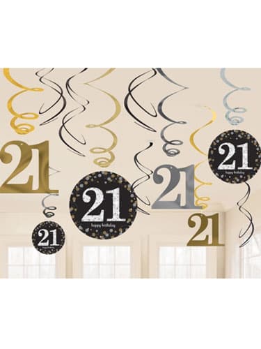 21st Gold Celebration Swirl Decoration - Click Image to Close