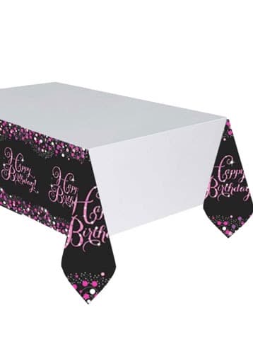 Birthday Pink Celebration Tablecover 1pk - Click Image to Close