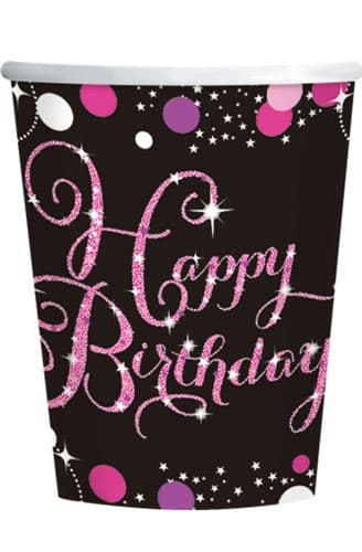 Birthday Pink Celebration Cups 8pk - Click Image to Close
