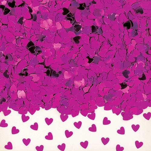 Hot Pink Sparkle Hearts Metallic Confetti - Click Image to Close