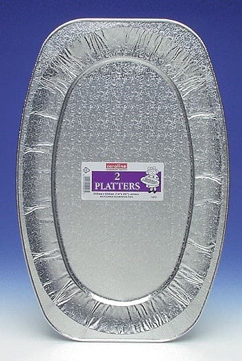 22 inch Silver Foil Platter Pack Of 2 - Click Image to Close