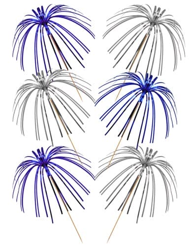 Blue And Silver Foil Palm Picks x30 - Click Image to Close