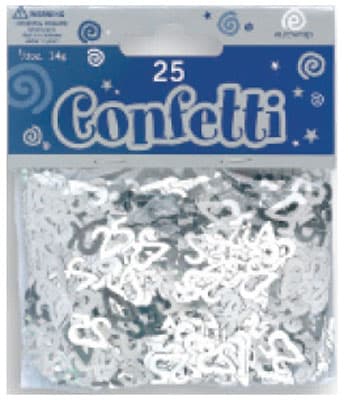 25 Metallic Silver Confetti - Click Image to Close