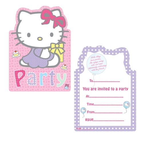 Hello Kitty Invites x6 - Click Image to Close