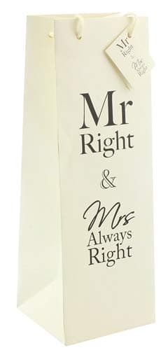 Mr Right And Mrs Always Right Bottle Gift Bag - Click Image to Close