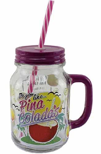 Pina Colada Drinking Jar Glass - Click Image to Close