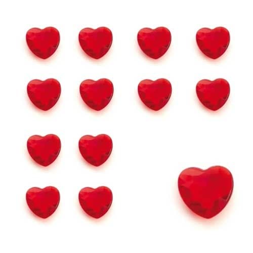 Red Heart Shaped Diamantes - Click Image to Close